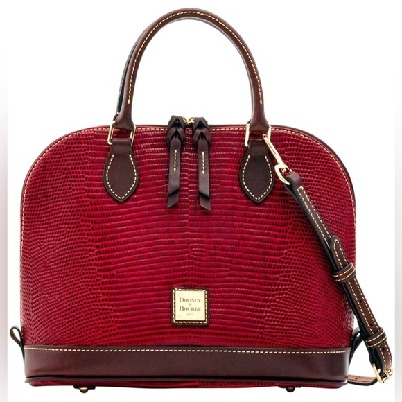 DOONEY & BOURKE Embossed Lizard Dark Red Satchel Tote Shoulder Bag - Picture 1 of 14